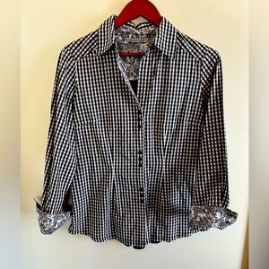 Buffalo black & white check Shirt Signature Larry Levine Long Sleeve Women's M